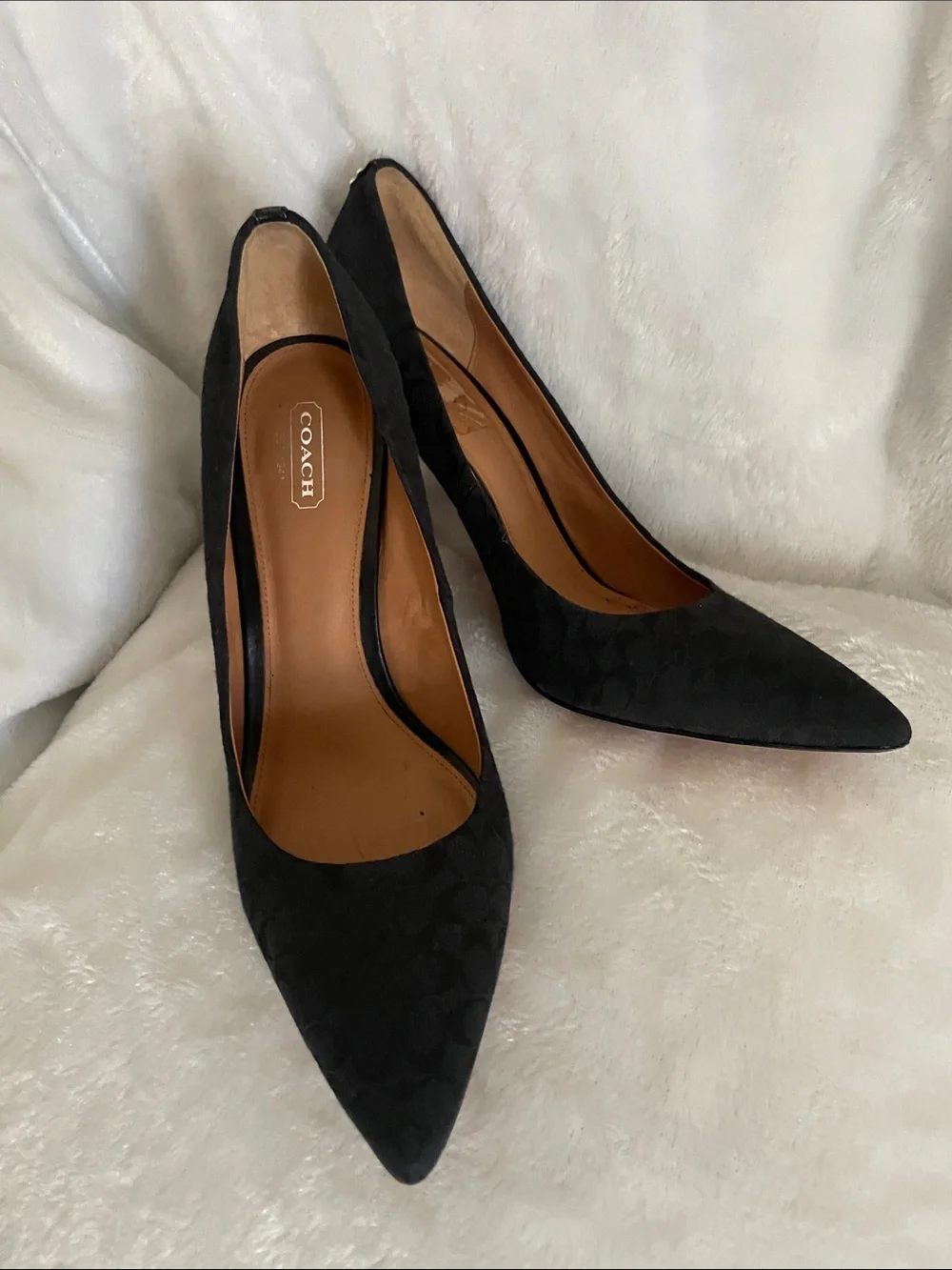 Coach Black Signature Pointed Toe Heels